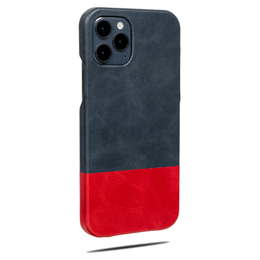 Peacock Blue & Crimson Red iPhone 13 Pro Max Leather Case（Compatible with iPhone 12 Pro Max）