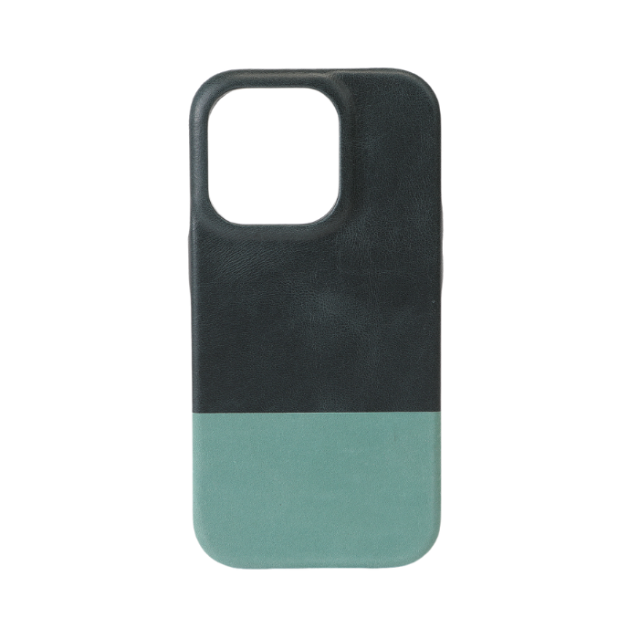 Personalized Peacock Blue & Ocean Blue iPhone 14 Pro Leather Case