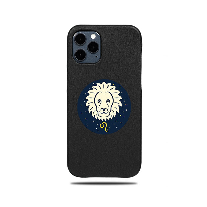 Personalized Leo iPhone 12 Pro Black Leather Case-Kulör Cases