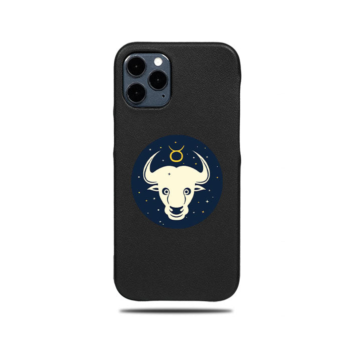 Personalized Taurus iPhone 12 Pro Black Leather Case-Kulör Cases