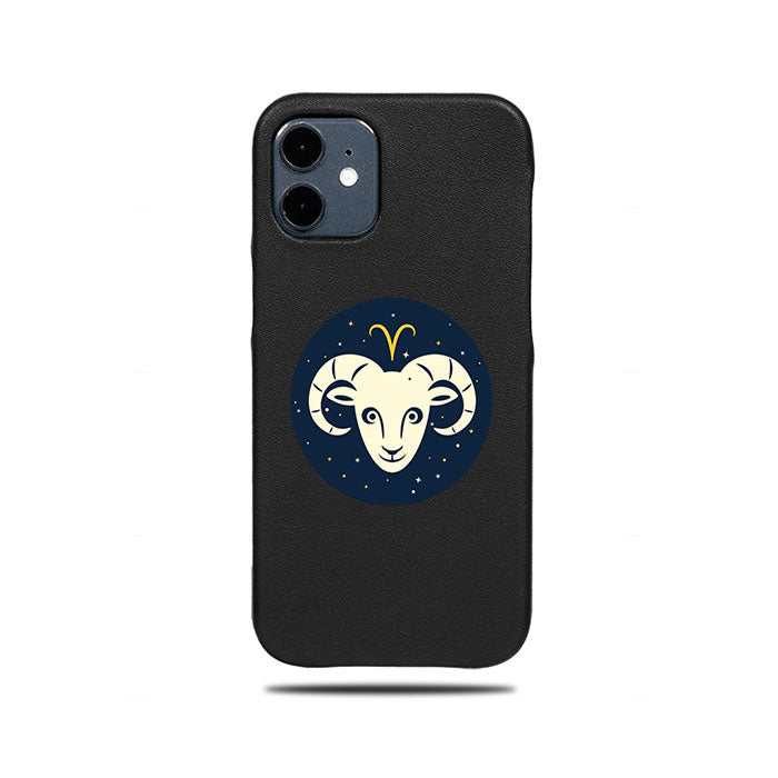 Personalized Aries iPhone 12 Pro Black Leather Case-Kulör Cases