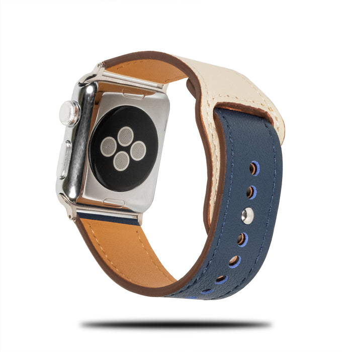 Blue & White Sporty Leather Apple Watch Band & Strap-Apple Watch Band-Kulör Cases