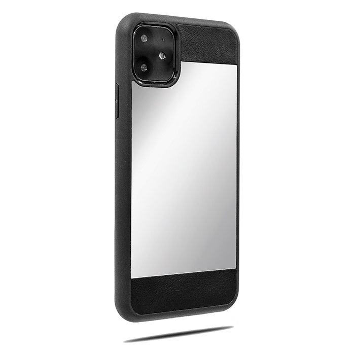 Black Leather iPhone 11 Reflective Mirror Case