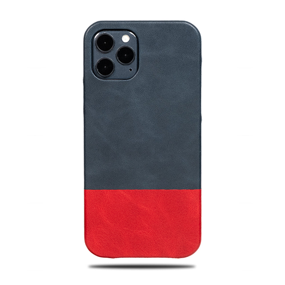 Peacock Blue & Crimson Red iPhone 13 Pro Max Leather Case（Compatible with iPhone 12 Pro Max）