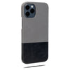 Fossil Gray & Crow Black iPhone 12 Pro Max Leather Case-Kulör Cases- Custom Apple Phone Case