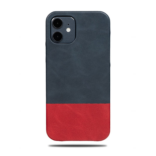 Peacock Blue & Crimson Red iPhone 12 Leather Case-Kulör Cases- Custom Apple Phone Case