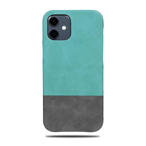 Personalized Ocean Blue And Pebble Gray Iphone 12 Leather Case Kulör Cases 0656