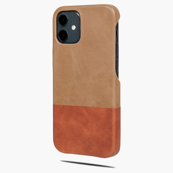 Sage Green & Walnut Brown iPhone 12 Max Leather Case-Kulör Cases- Custom Apple Phone Case