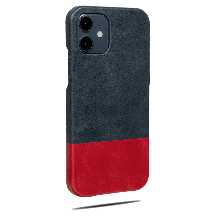 Peacock Blue & Crimson Red iPhone 12 Leather Case-Kulör Cases- Custom Apple Phone Case