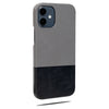 Fossil Gray & Crow Black iPhone 12 Leather Case-Kulör Cases- Custom Apple Phone Case