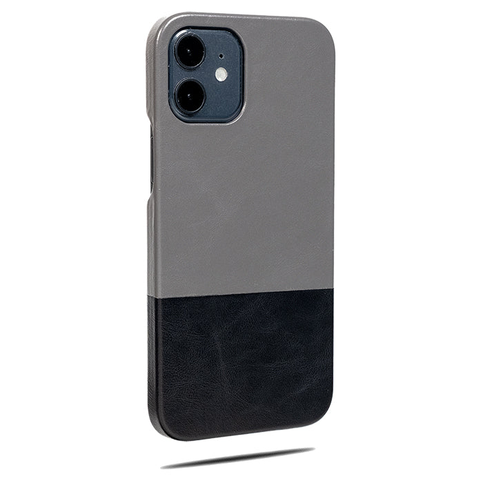 Fossil Gray & Crow Black iPhone 12 Max Leather Case-Kulör Cases- Custom Apple Phone Case