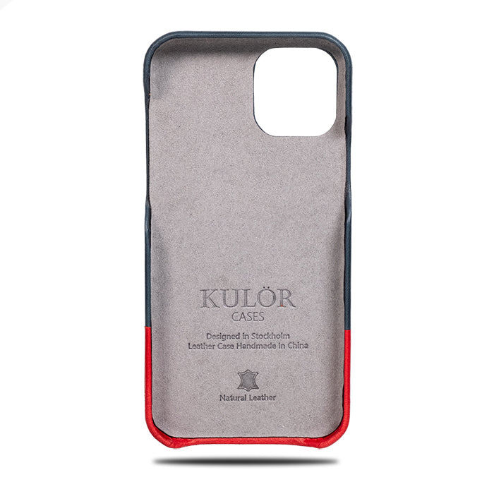 Peacock Blue & Crimson Red iPhone 12 Pro Leather Case-Kulör Cases- Custom Apple Phone Case