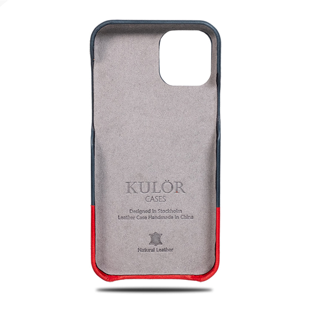 Peacock Blue & Crimson Red iPhone 13 Pro Max Leather Case（Compatible with iPhone 12 Pro Max）