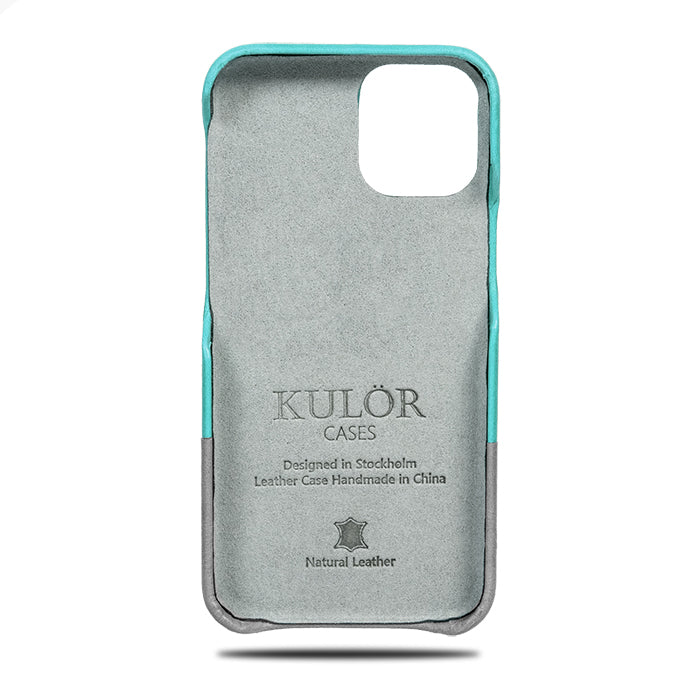 Ocean Blue & Pebble Gray iPhone 12 Leather Case-Kulör Cases- Custom Apple Phone Case