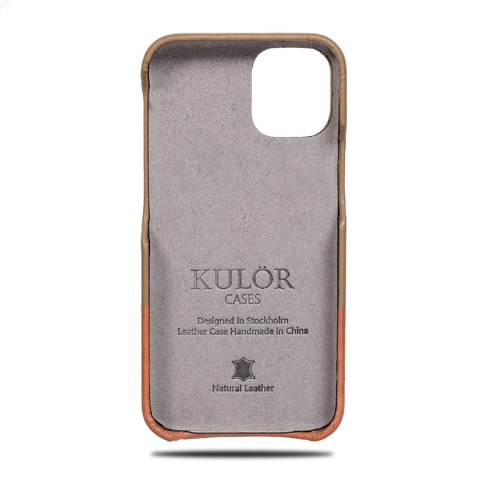 Sage Green & Walnut Brown iPhone 12 Max Leather Case-Kulör Cases- Custom Apple Phone Case