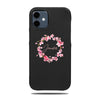 Personalized Apple iPhone Cases-Personalized Pink Flowers iPhone 12 mini Black Leather Case-iPhone 12 mini Leather Snap-On Case-Kulör Cases