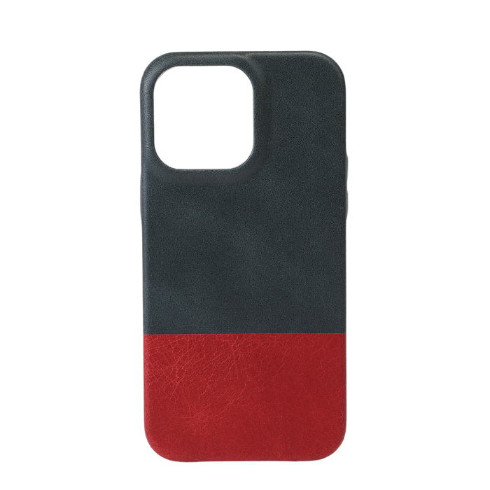 Peacock Blue & Crimson Red iPhone 14 Pro Max Leather Case with MagSafe