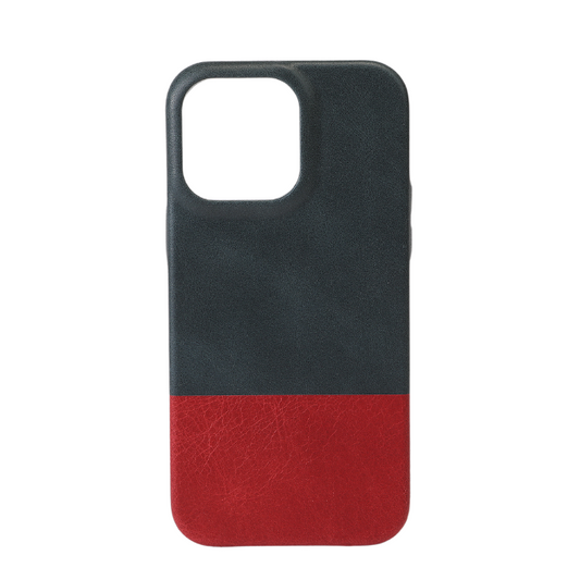 Peacock Blue & Crimson Red iPhone 14 Pro Max Leather Case with MagSafe
