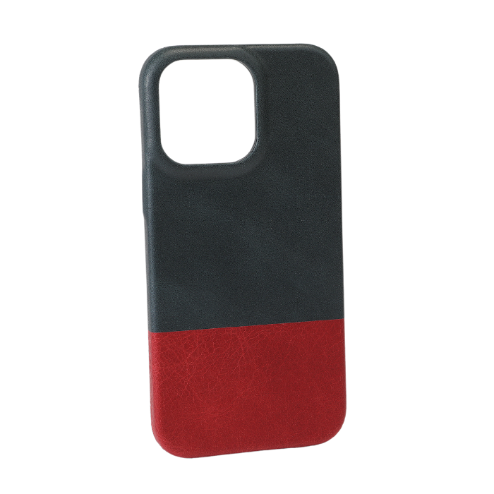 Peacock Blue & Crimson Red iPhone 14 Pro Max Leather Case with MagSafe