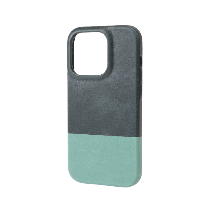 Peacock Blue & Ocean Blue iPhone 14 Pro Leather Case with MagSafe