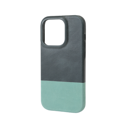 Peacock Blue & Ocean Blue iPhone 14 Pro Leather Case with MagSafe