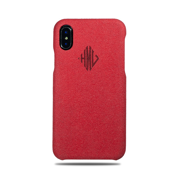 Personalized Scarlet Red Micro Suede iPhone Xs/X Monogram Case - Kulör Cases