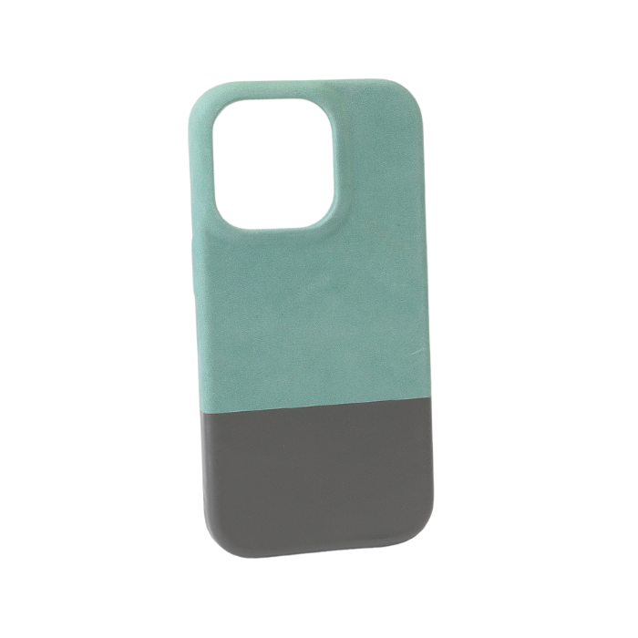 Ocean Blue & Pebble Gray iPhone 14 Pro Leather Case with MagSafe