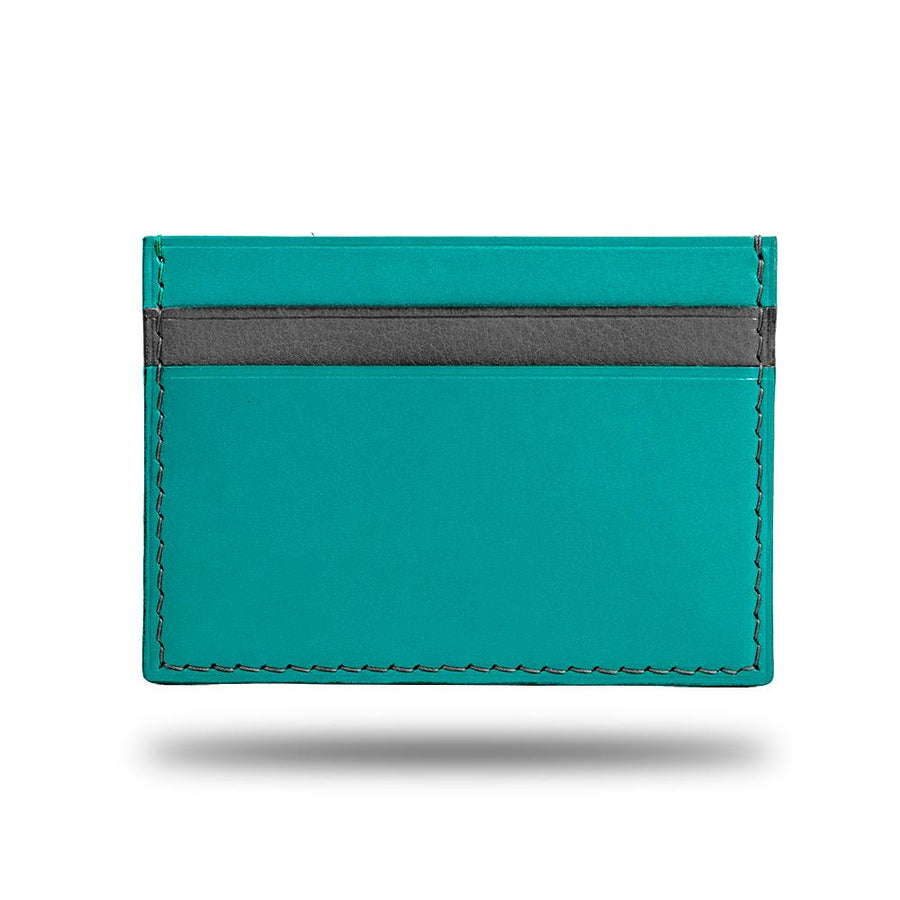 Ocean Blue & Pebble Gray Leather Slim Cardholder-Kulör Cases