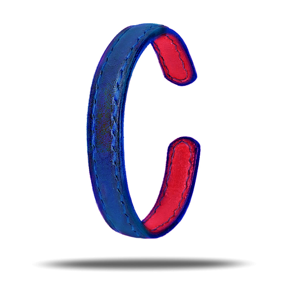 Peacock Blue & Crimson Red Leather Bracelet-Kulör Cases