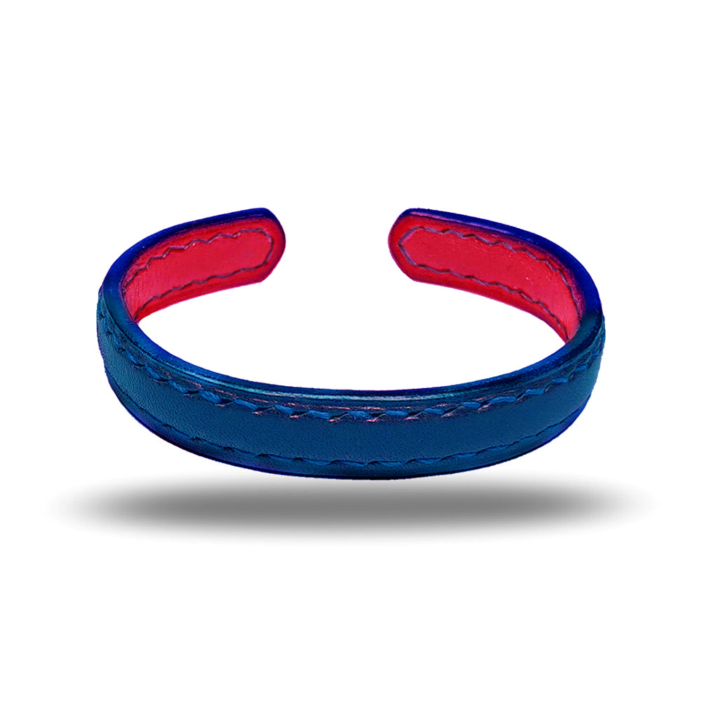 Peacock Blue & Crimson Red Leather Bracelet-Kulör Cases