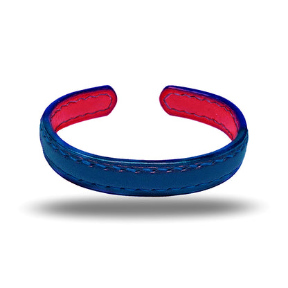 Peacock Blue & Crimson Red Leather Bracelet-Kulör Cases