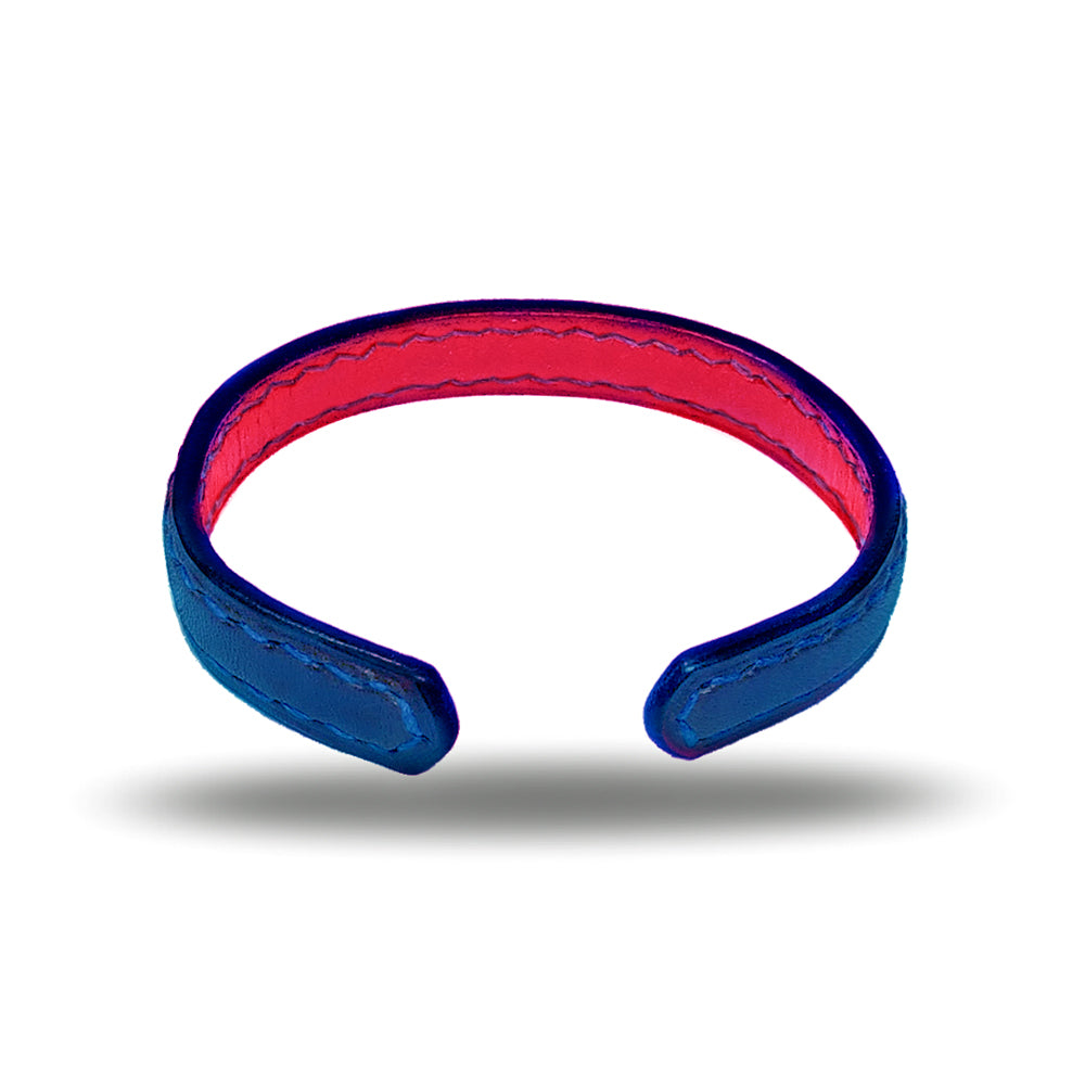 Peacock Blue & Crimson Red Leather Bracelet-Kulör Cases