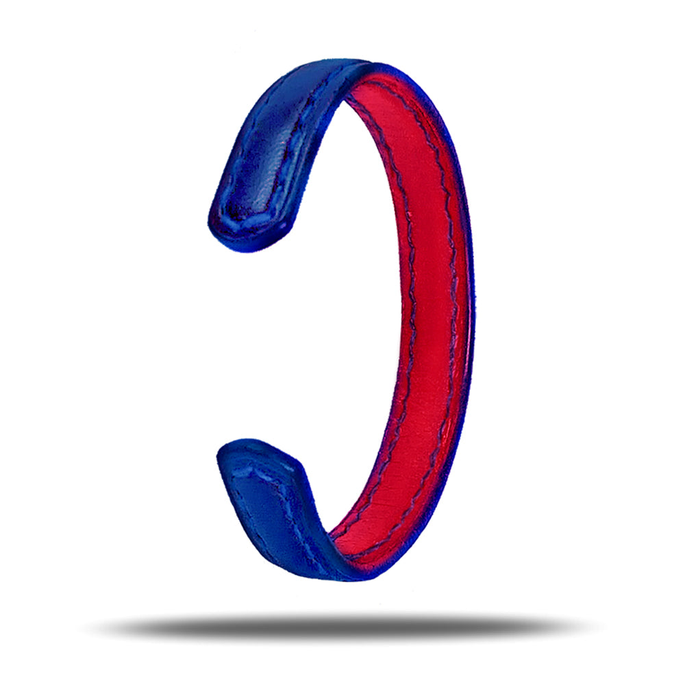 Peacock Blue & Crimson Red Leather Bracelet-Kulör Cases