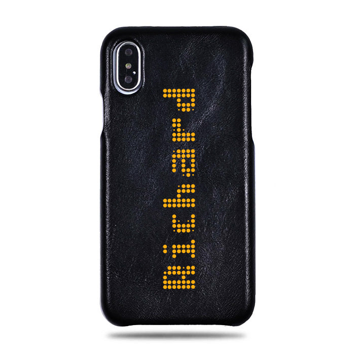 Personalized Bot Font iPhone Xs Max Black Leather Case