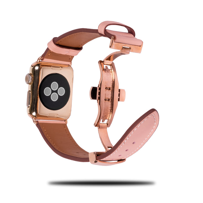 Blush Pink Leather Apple Watch Deployant Band & Buckle-Apple Watch Band-Kulör Cases