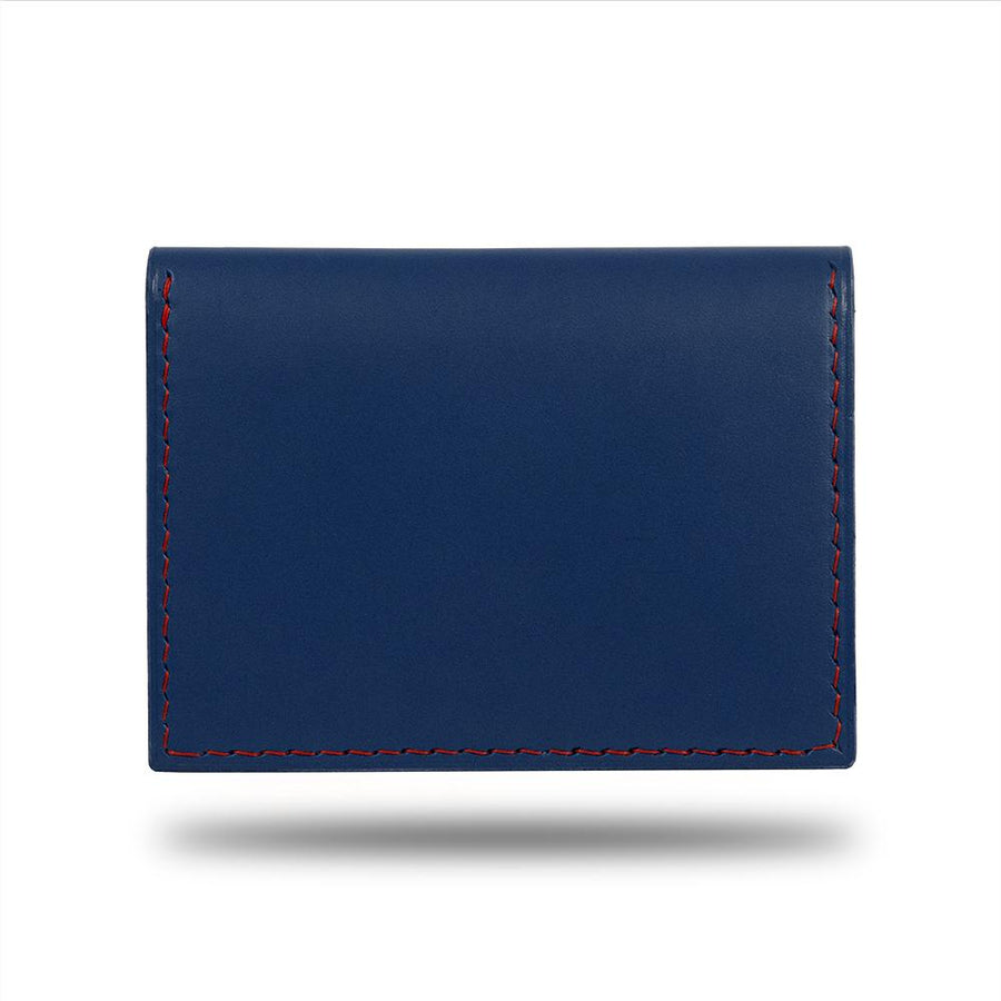 Peacock Blue & Crimson Red Leather Bidfold Cardholder-Kulör Cases