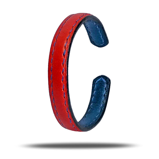 Crimson Red & Peacock Blue Leather Bracelet-Kulör Cases