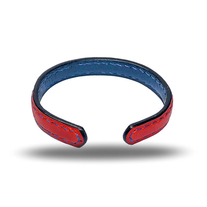 Crimson Red & Peacock Blue Leather Bracelet-Kulör Cases