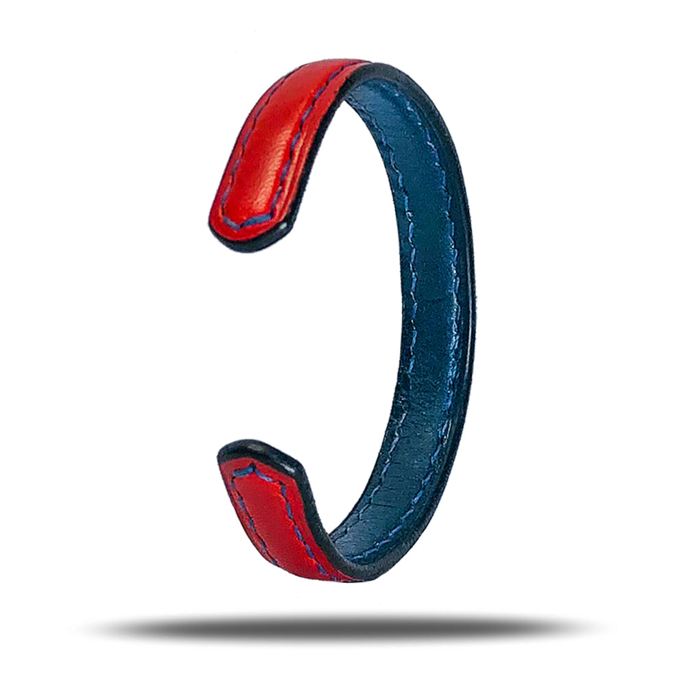 Crimson Red & Peacock Blue Leather Bracelet-Kulör Cases