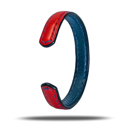 Crimson Red & Peacock Blue Leather Bracelet-Kulör Cases