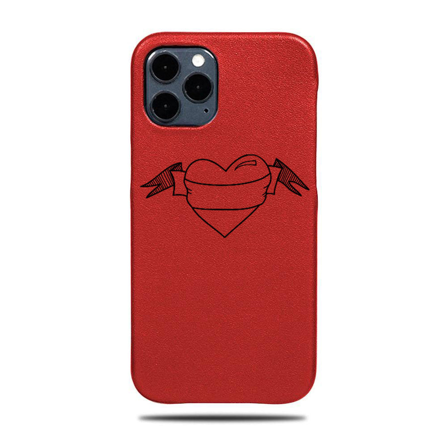 Personalized Scarlet Red Heart iPhone 12 Pro Max Leather Case-Kulör Cases