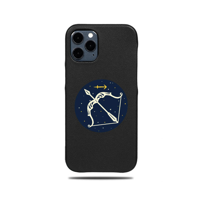 Personalized Sagittarius iPhone 12 Pro Max Black Leather Case-Kulör Cases