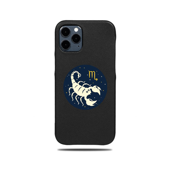 Personalized Scorpio iPhone 12 Pro Max Black Leather Case-Kulör Cases