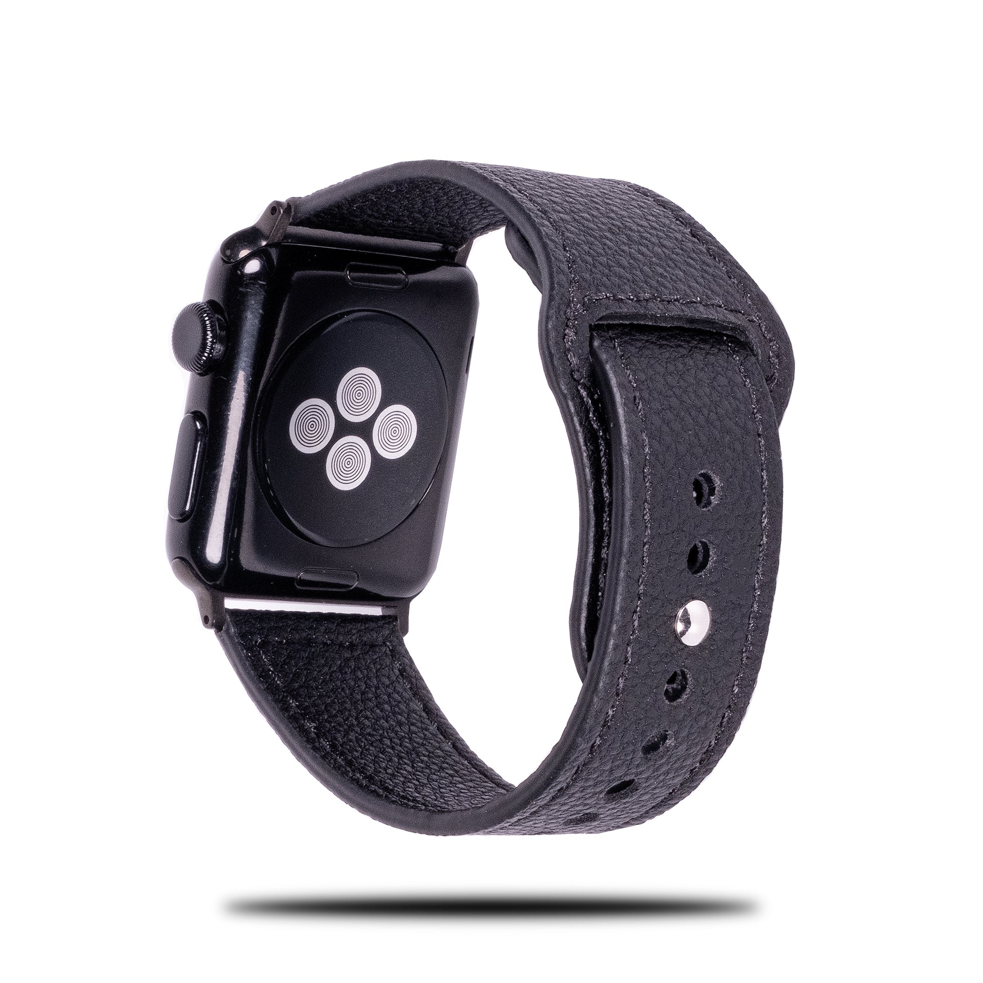All Black Sporty Leather Apple Watch Band & Strap-Apple Watch Band-Kulör Cases