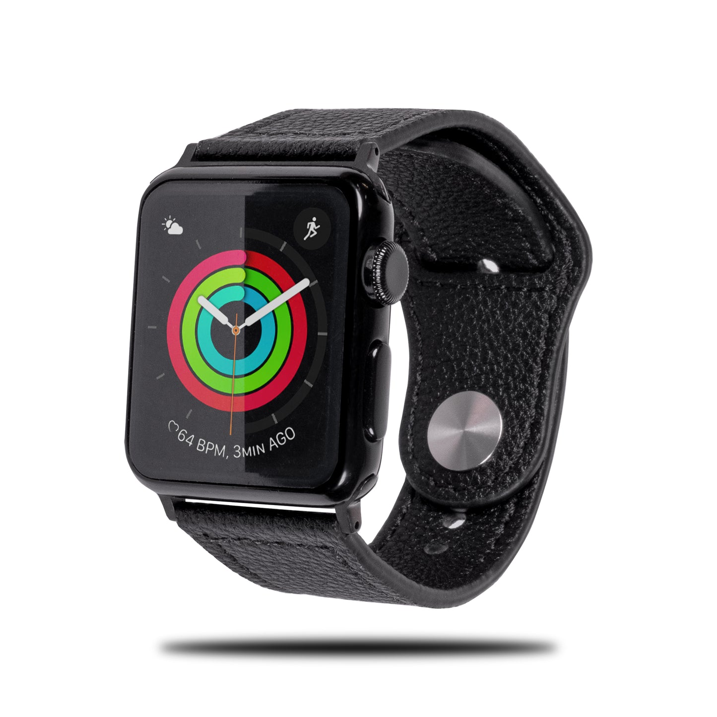 All Black Sporty Leather Apple Watch Band & Strap-Apple Watch Band-Kulör Cases