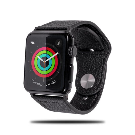 All Black Sporty Leather Apple Watch Band & Strap-Apple Watch Band-Kulör Cases