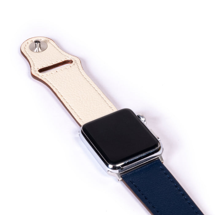 Blue & White Sporty Leather Apple Watch Band & Strap-Apple Watch Band-Kulör Cases