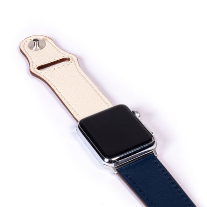 Blue & White Sporty Leather Apple Watch Band & Strap-Apple Watch Band-Kulör Cases