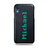 Personalized Bot Font iPhone XR Black Leather Case