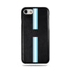 Personalized Blue Stripe iPhone SE 2 (2020) / iPhone 8 / iPhone 7 Black Leather Case-iPhone 7 Leather Snap-On Case-Kulör Cases